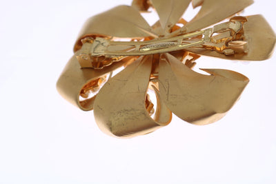 Gold Plated Brass Floral Pearls Hair Clip
