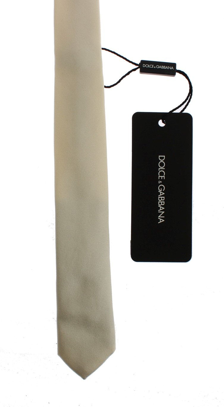 White Solid Silk Skinny Tie