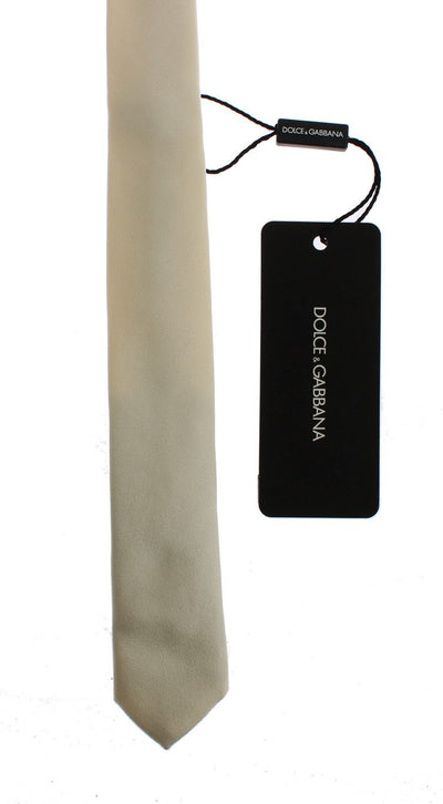 White Solid Silk Skinny Tie