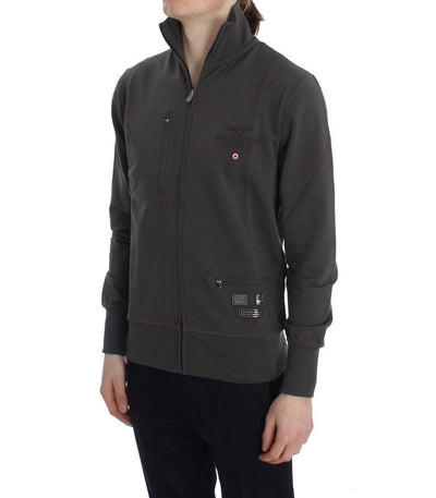 Gray Cotton Stretch Full Zipper Sweater