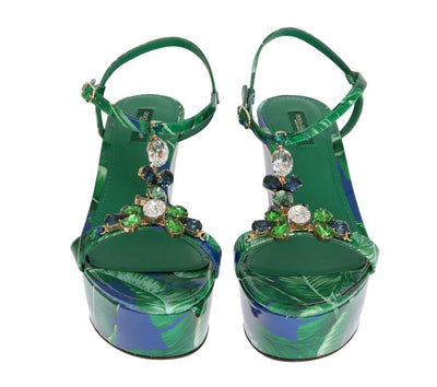 Banana Leaf Leather Crystal Sandals