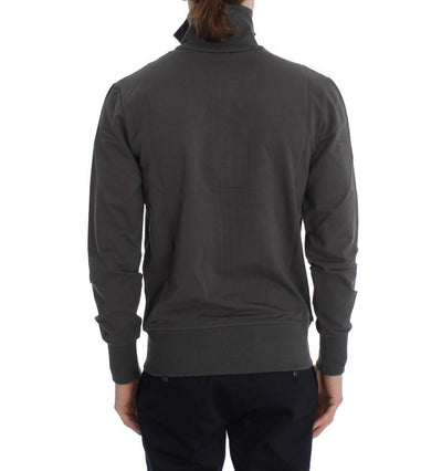 Gray Cotton Stretch Full Zipper Sweater