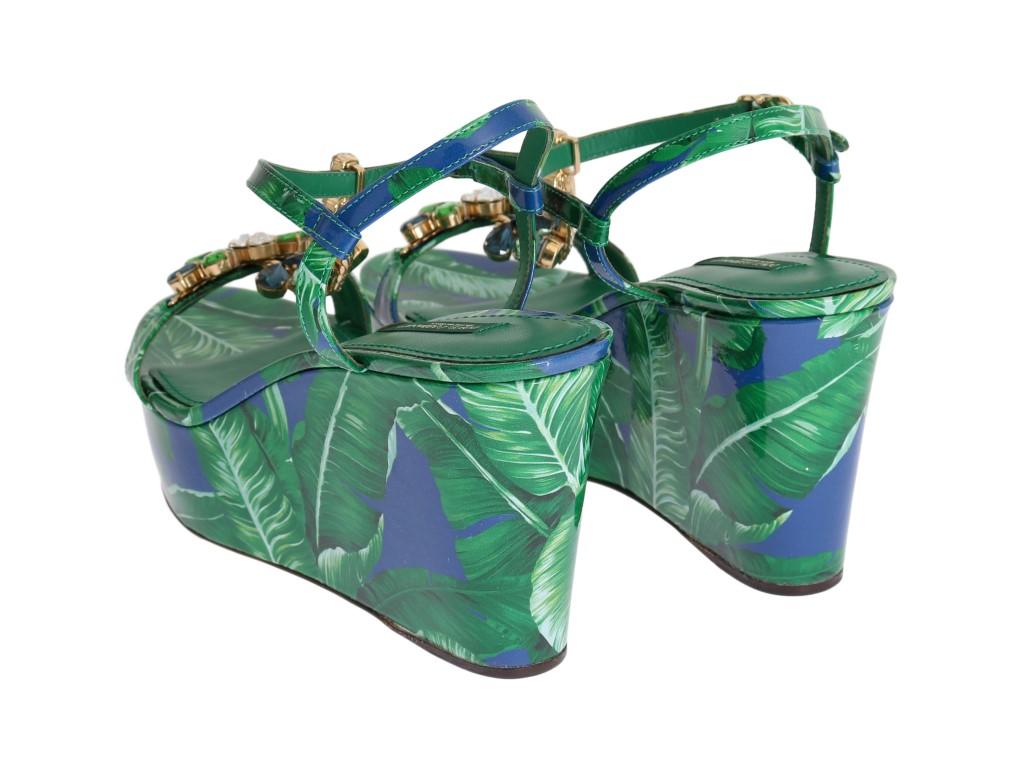 Banana Leaf Leather Crystal Sandals