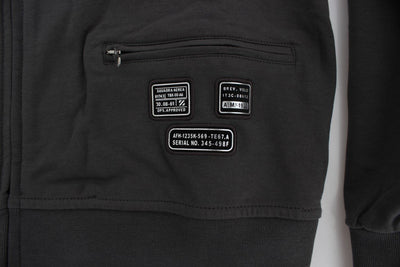 Gray Cotton Stretch Full Zipper Sweater
