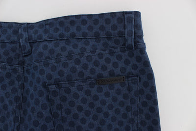 Blue Cotton Stretch Slim Fit Pants
