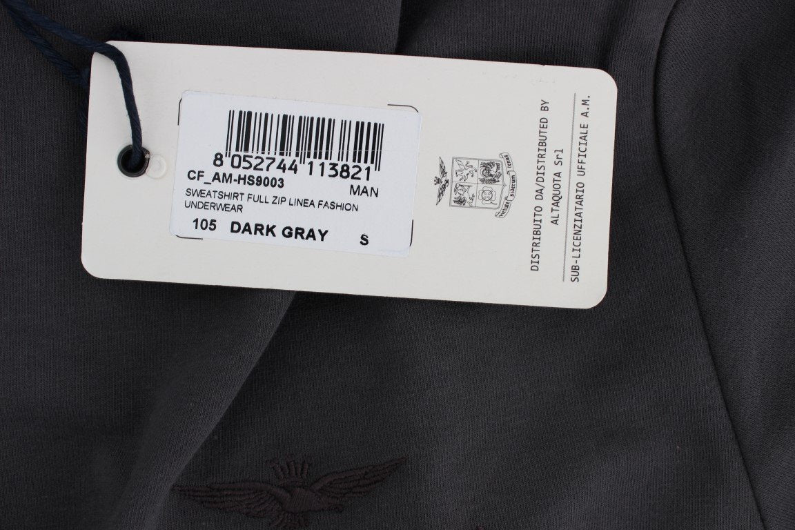 Gray Cotton Stretch Full Zipper Sweater