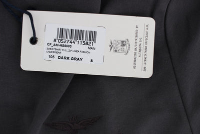 Gray Cotton Stretch Full Zipper Sweater
