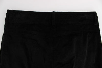 Black Velvet Cotton Capri Bootcut Pants