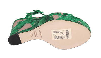 Green Banana Leaf Wedges Platform Sandals