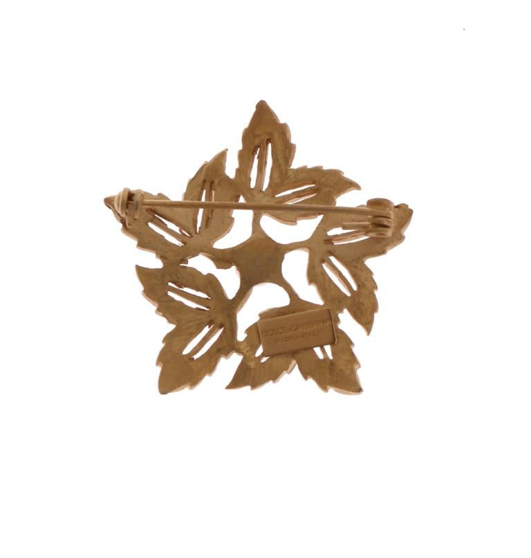 Gold Brass Pearl Leafes SICILY Brooch
