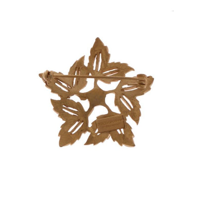 Gold Brass Pearl Leafes SICILY Brooch