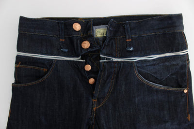 Blue Cotton Straight Fit High Waist Jeans