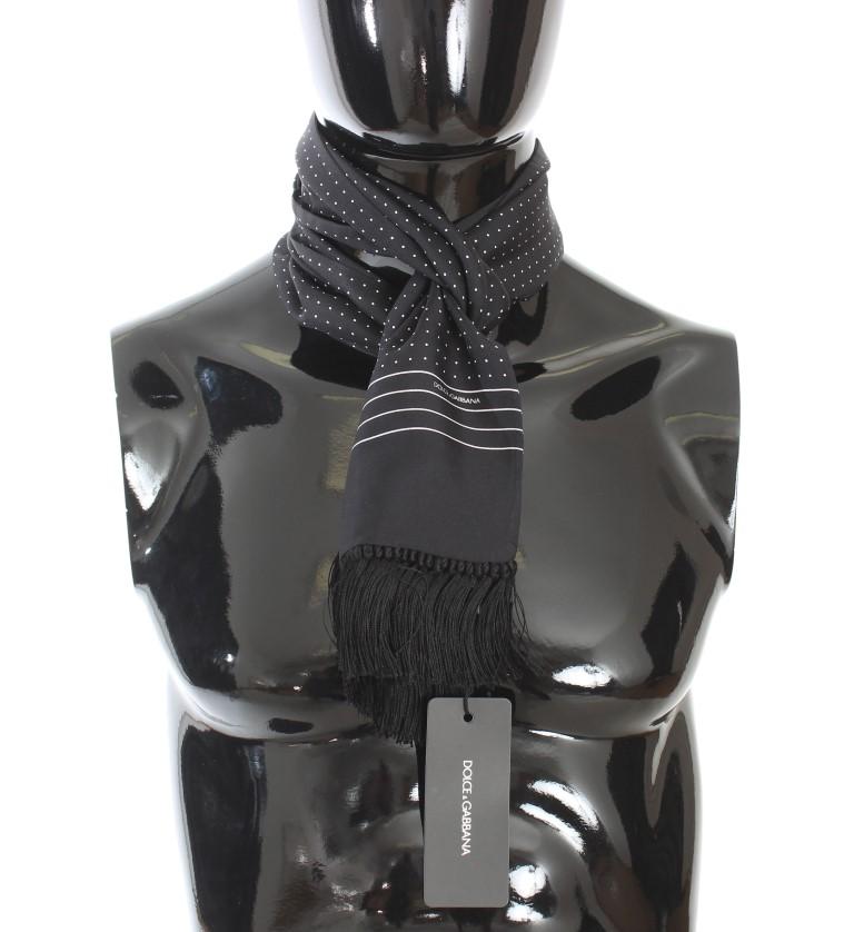 Black Silk Polka Dot Scarf