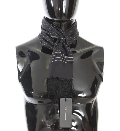 Black Silk Polka Dot Scarf