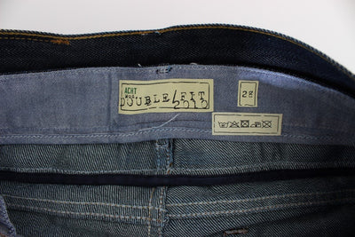 Blue Cotton Straight Fit High Waist Jeans