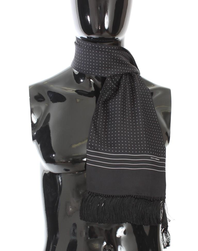 Black Silk Polka Dot Scarf