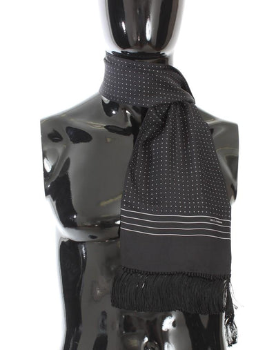 Black Silk Polka Dot Scarf
