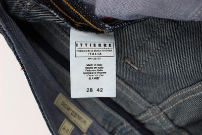 Blue Cotton Straight Fit High Waist Jeans