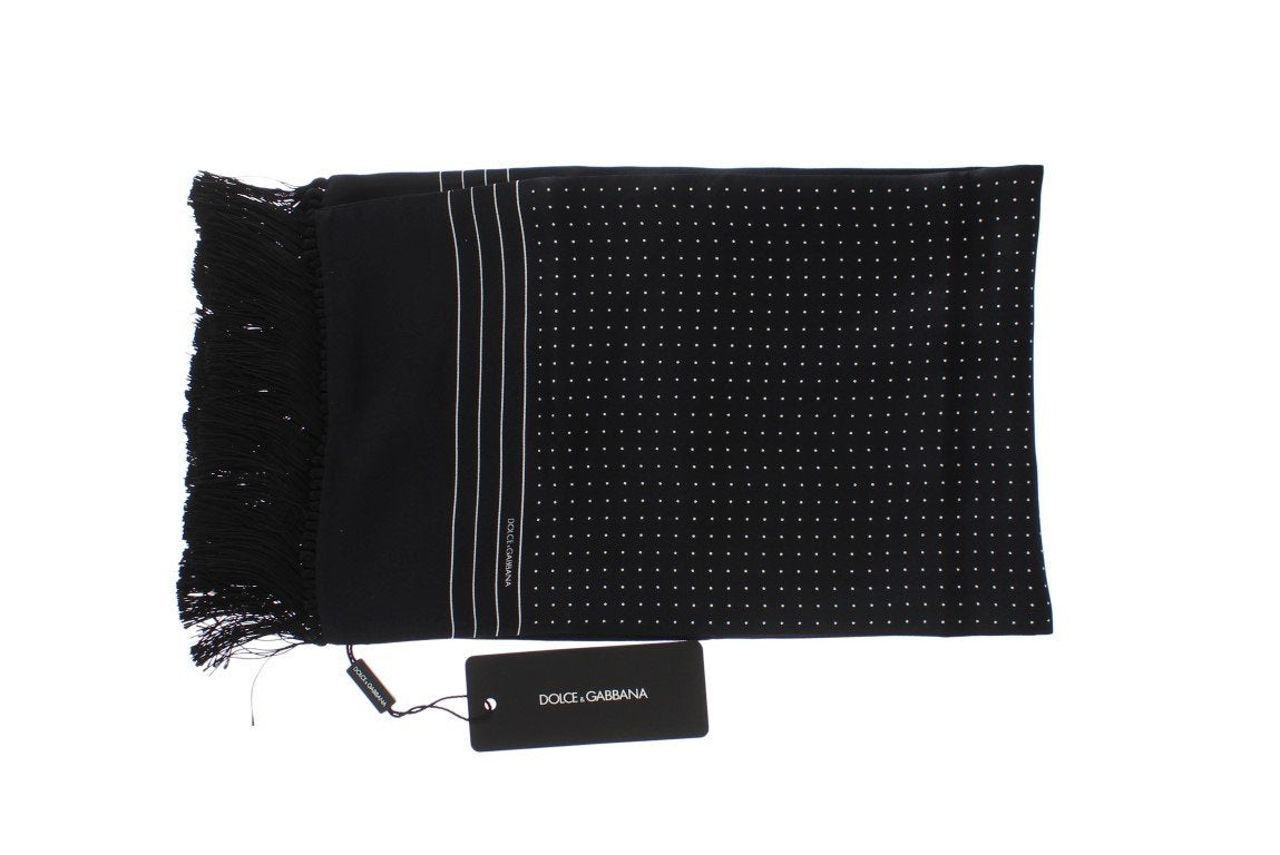 Black Silk Polka Dot Scarf