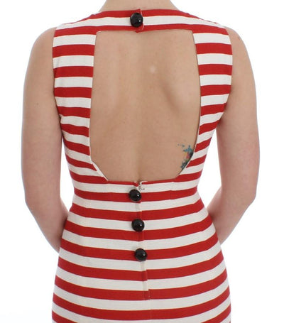 Red White Striped Stretch Sheath Dress