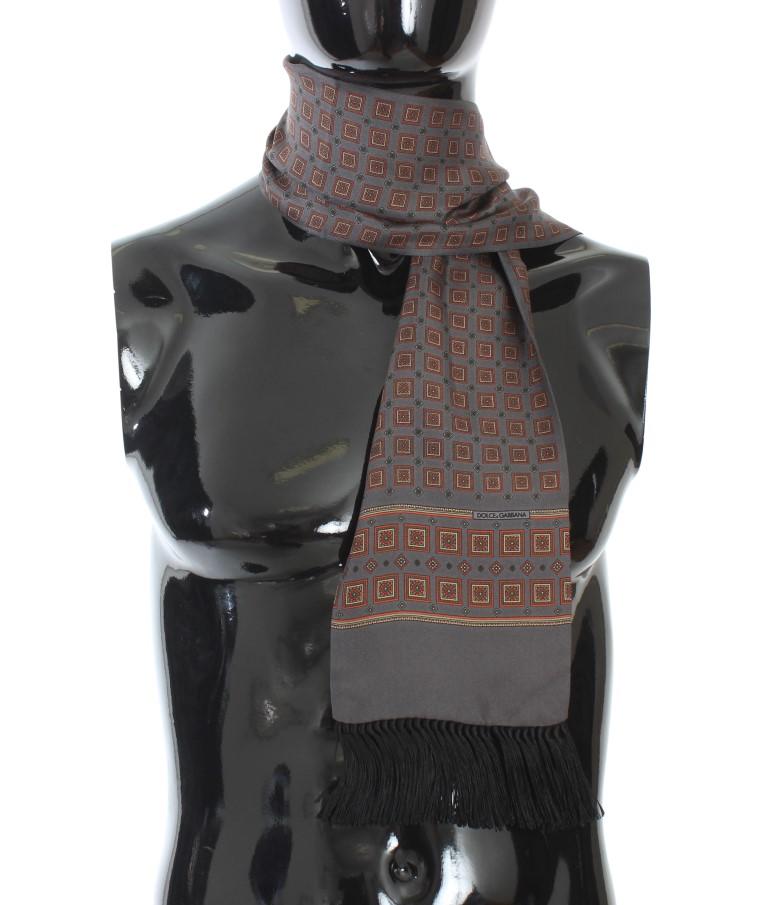 Gray Silk Pattern Shawl Scarf