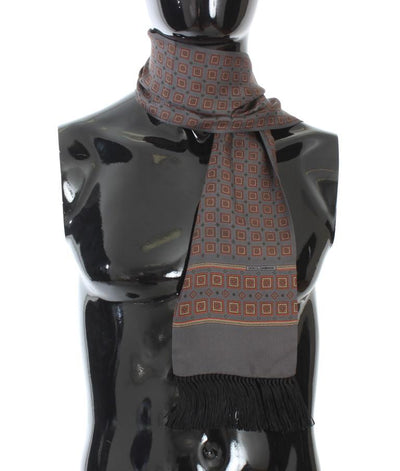 Gray Silk Pattern Shawl Scarf
