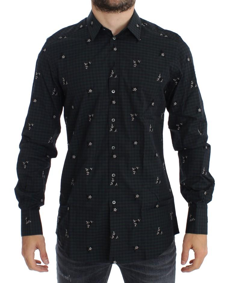 Green Floral Check Slim Fit GOLD Shirt