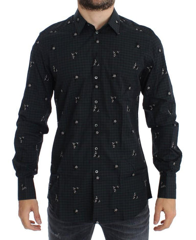 Green Floral Check Slim Fit GOLD Shirt