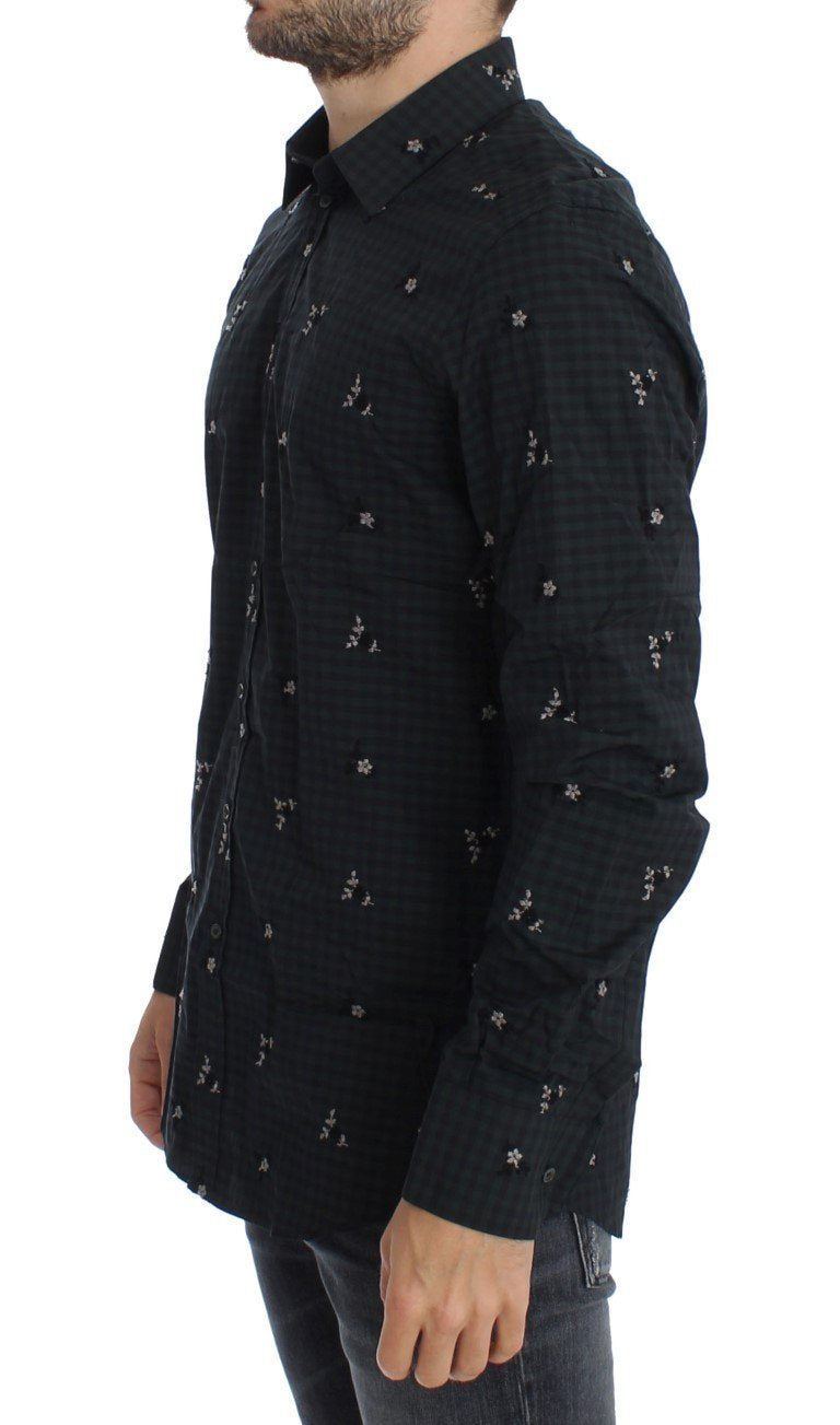 Green Floral Check Slim Fit GOLD Shirt