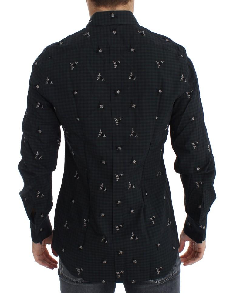 Green Floral Check Slim Fit GOLD Shirt