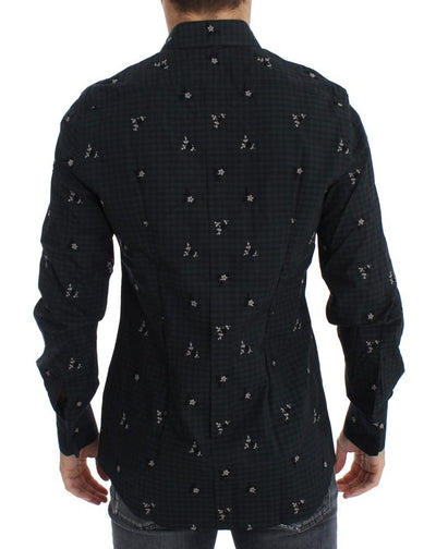 Green Floral Check Slim Fit GOLD Shirt