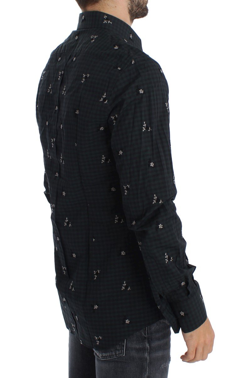 Green Floral Check Slim Fit GOLD Shirt