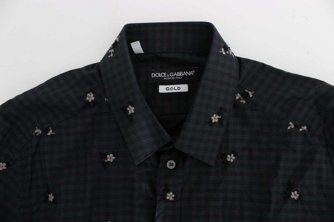 Green Floral Check Slim Fit GOLD Shirt