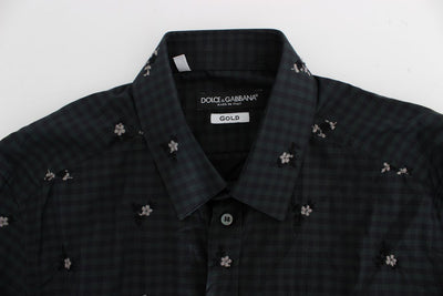 Green Floral Check Slim Fit GOLD Shirt