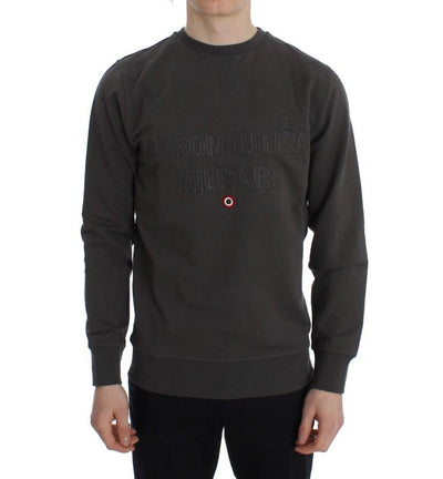 Gray Cotton Stretch Crewneck Pullover Sweater