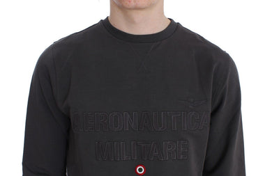 Gray Cotton Stretch Crewneck Pullover Sweater