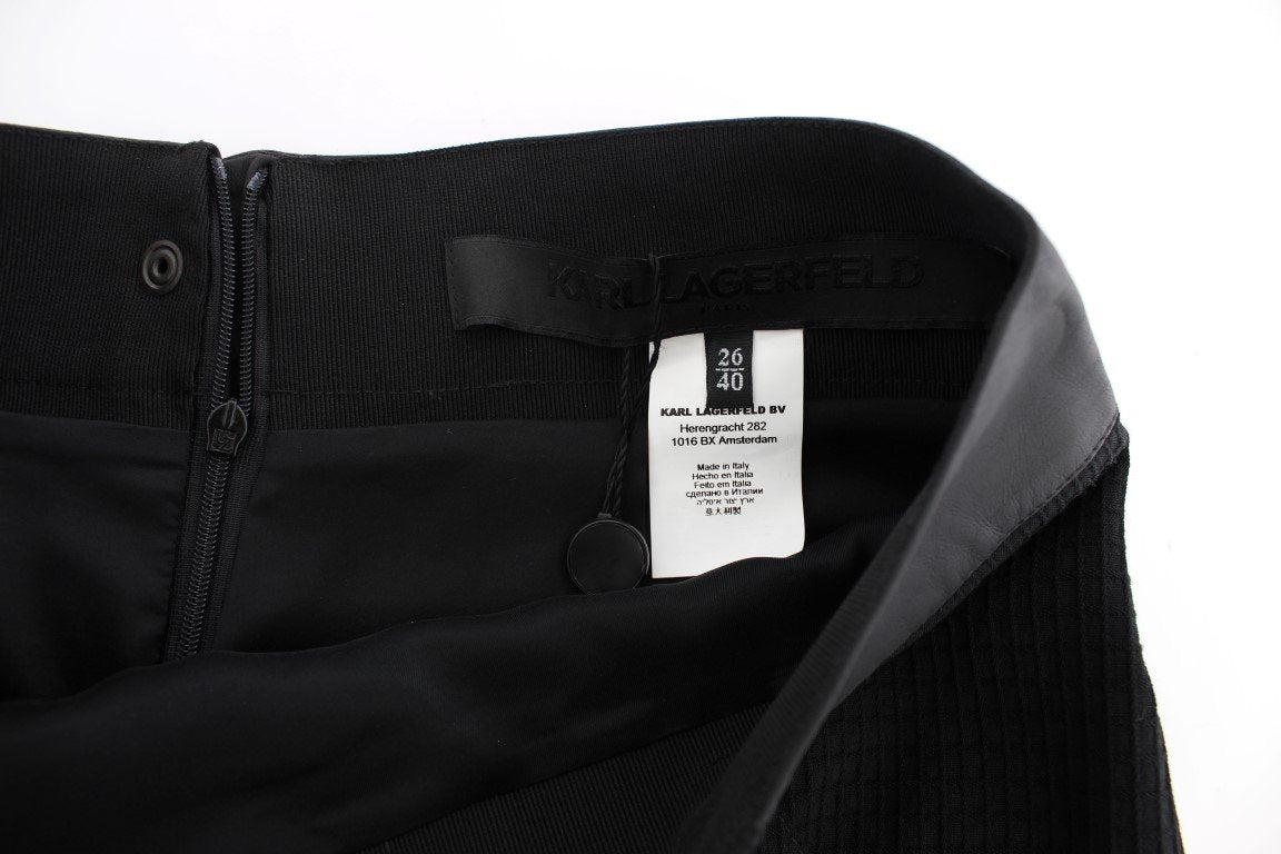 Black Wool Straight Pencil Skirt