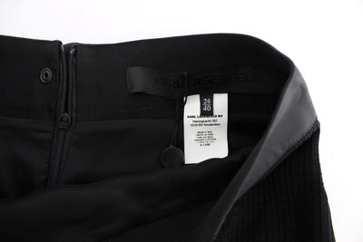 Black Wool Straight Pencil Skirt