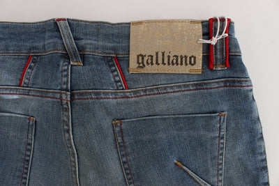 Blue Wash Cotton Blend Slim Fit Cropped Jeans