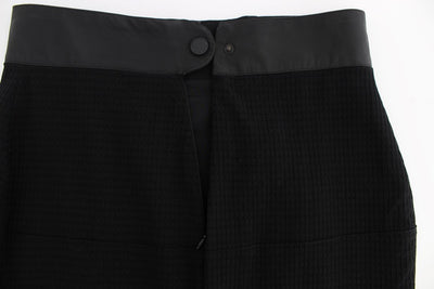 Black Wool Straight Pencil Skirt