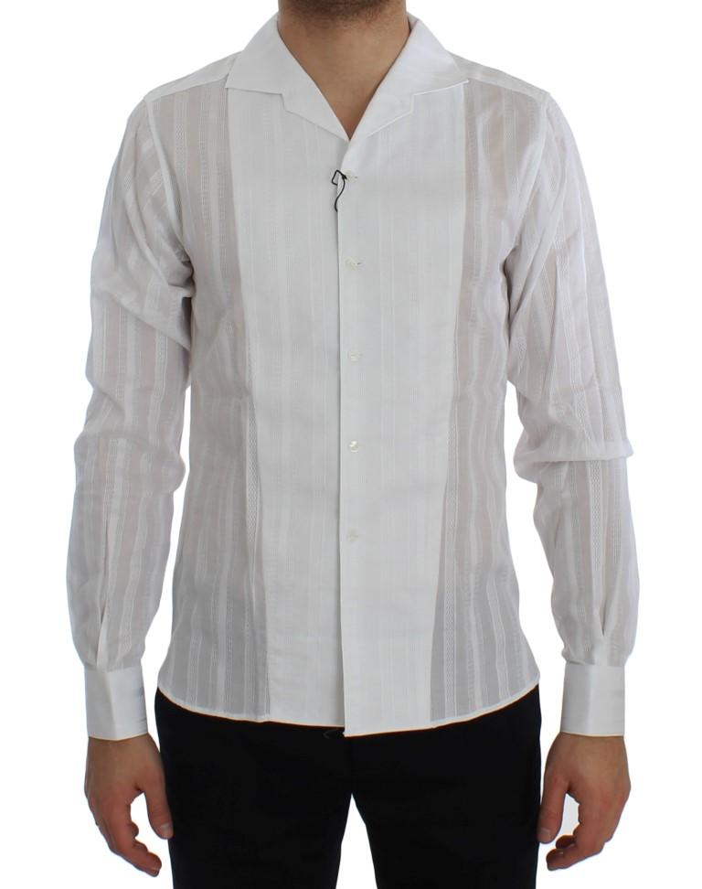White Striped Cotton Slim GOLD Shirt