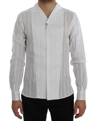 White Striped Cotton Slim GOLD Shirt