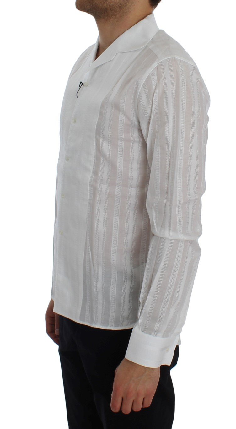 White Striped Cotton Slim GOLD Shirt