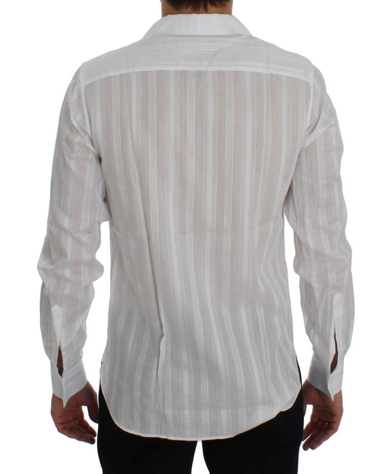 White Striped Cotton Slim GOLD Shirt
