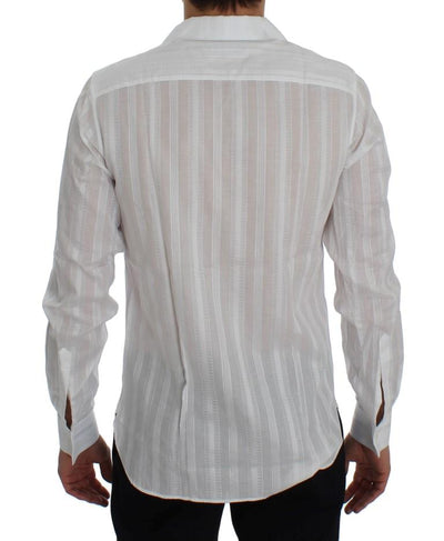 White Striped Cotton Slim GOLD Shirt