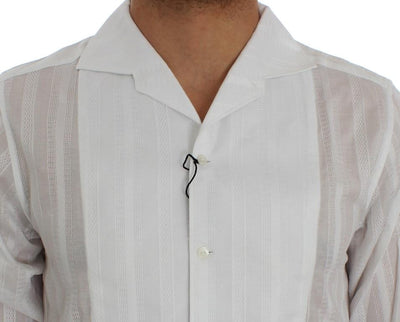 White Striped Cotton Slim GOLD Shirt