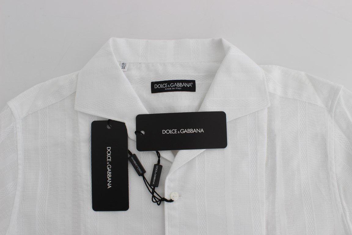 White Striped Cotton Slim GOLD Shirt