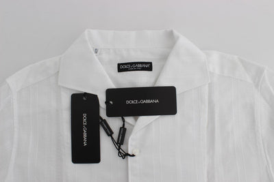 White Striped Cotton Slim GOLD Shirt