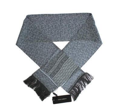 Gray Silk Leaves Pattern Scarf