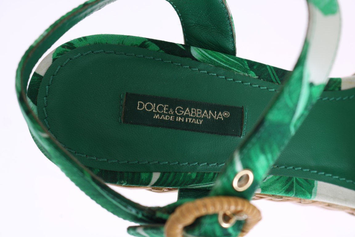Green Banana Leaf Wedges Platform Sandals